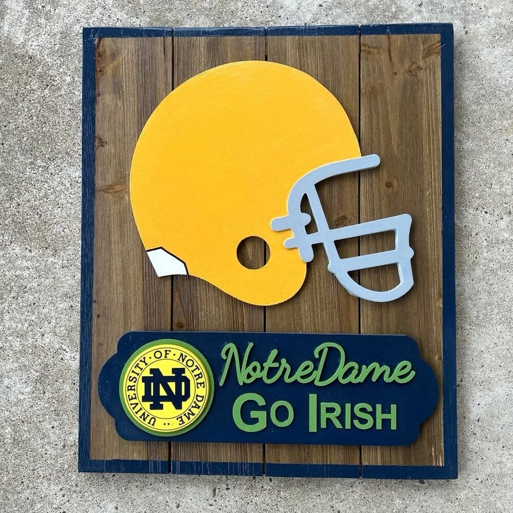 NOTRE DAME "Go Irish" Helmet 3D Wood Decor Sign Huge/Unique Item! FREE SHIPPING
